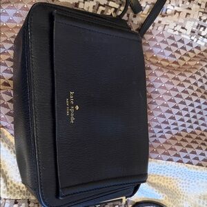 kate spade Black Leather Small Crossbody with Gold Logo